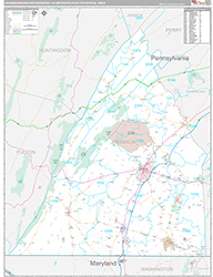 Chambersburg-Waynesboro Metro Area Wall Map Premium Style 2026